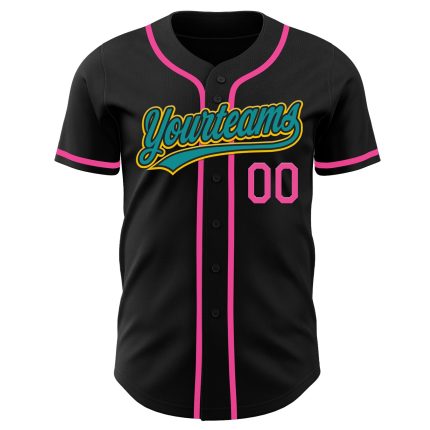Custom Name and Number Baseball Jersey - Personalized Black Teal Yellow Pink Authentic Team Jersey Personalized Black Teal