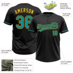 Personalized Softball Jersey Unisex Black Teal-Yellow Two-Button Design Personalized Black Teal-Yellow Two-Button Unisex
