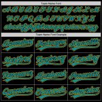 Personalized Softball Jersey Unisex Black Teal-Yellow Two-Button Design Personalized Black Teal-Yellow Two-Button Unisex