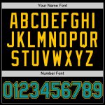 Custom Name and Number Unisex Softball Jersey - Personalized Black Teal-Yellow Two-Button Design Personalized Black Teal-Yellow