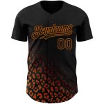 Personalized 3D Leopard Print Baseball Jersey Black Texas Orange Fashion Personalized Black Texas Orange 3D Leopard Print