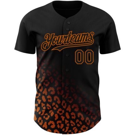 Personalized 3D Leopard Print Baseball Jersey Black Texas Orange Fashion Personalized Black Texas Orange 3D Leopard Print