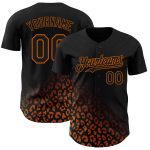 Custom Name and Number Baseball Jersey - Black Texas Orange Leopard Print 3D Pattern Design Authentic Fashion Team Apparel