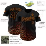 Custom Name and Number Baseball Jersey - Black Texas Orange Leopard Print 3D Pattern Design Authentic Fashion Team Apparel