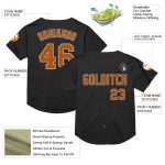 Personalized Black Texas Baseball Jersey - Orange-Gray Mesh Throwback Design Personalized Black Texas Orange-Gray Mesh Throwback