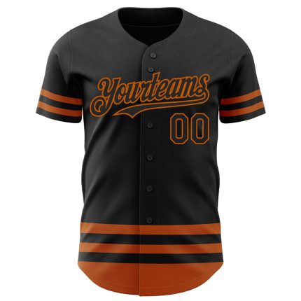 Custom Texas Orange Line Baseball Jersey - Personalized Black Team Jersey with Name and Number Personalized Black Texas Orange