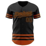 Personalized Black Texas Orange Line Jersey for Baseball Fans - Custom Design Personalized Black Texas Orange Line Baseball