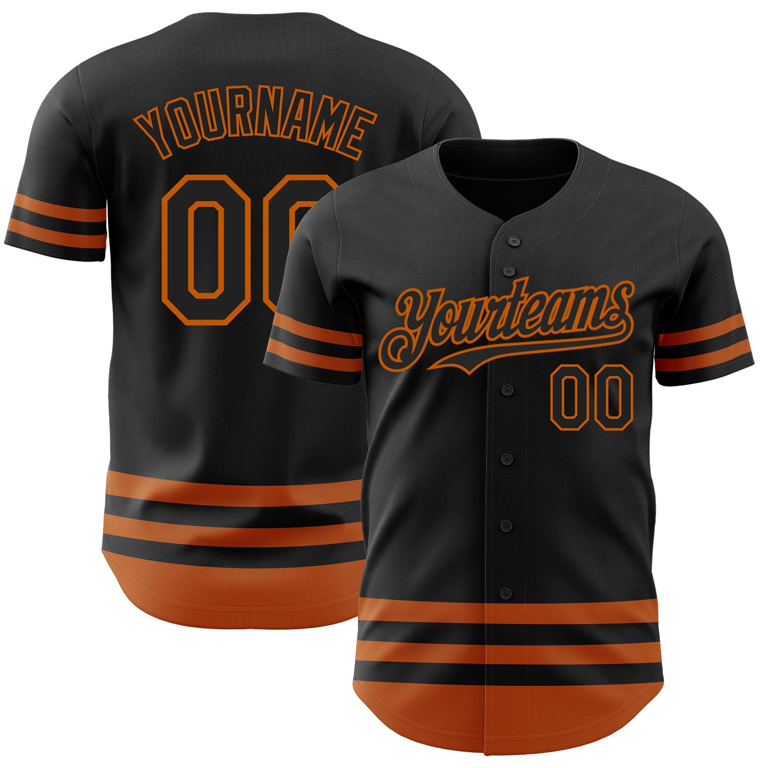 Personalized Black Texas Orange Line Jersey for Baseball Fans - Custom Design Personalized Black Texas Orange Line Baseball