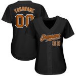 Custom Name Number Black Texas Orange-White Authentic Baseball Jersey - Personalized Team Jersey Personalized Black Texas