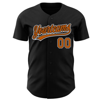 Personalized Texas Baseball Jersey in Black and Orange-White for Adults, Size 2 Personalized Black Texas Orange-White Baseball