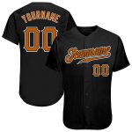 Personalized Texas Orange-White Baseball Jersey - Custom Black Jersey for Sports Fans Personalized Black Texas Orange-White