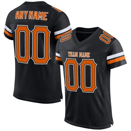 Personalized Texas Football Jersey - Black/Orange/White Mesh Design Personalized Black Texas Orange-White Mesh Football Jersey