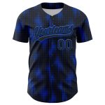 Custom Name and Number Baseball Jersey with Personalized Black Thunder Blue 3D Halftone Dots Design Personalized Black Thunder