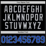 Personalized Unisex Softball Jersey in Black Thunder Blue-Gray, Two-Button Style Personalized Black Thunder Blue-Gray Two-Button