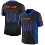 Personalized Black Thunder Football Jersey - Blue-Orange Mesh Drift Style Personalized Black Thunder Blue-Orange Mesh Drift