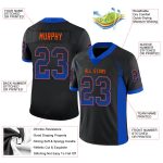 Personalized Black Thunder Football Jersey - Blue-Orange Mesh Drift Style Personalized Black Thunder Blue-Orange Mesh Drift