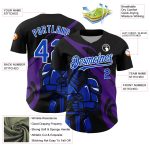 Custom Baseball Jersey Personalized Knight Hero Art 3D Pattern Black Thunder Blue-Purple with Custom Name and Number Personalized
