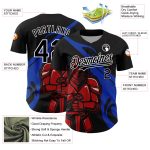 Personalized Knight Hero Baseball Jersey Custom Name Number 3D Black Thunder Blue-Red Pattern Design Authentic Personalized