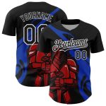 Personalized Knight Hero Baseball Jersey Custom Name Number 3D Black Thunder Blue-Red Pattern Design Authentic Personalized