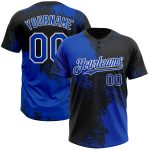 Personalized Black Blue-White 3D Abstract Brush Stroke Softball Jersey - Unisex Two-Button Design Personalized Black Thunder