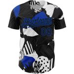 Personalized Black Blue White 3D Flower Baseball Jersey for Men and Women Personalized Black Thunder Blue-White 3D Flower