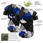 Personalized Black Blue White 3D Flower Baseball Jersey for Men and Women Personalized Black Thunder Blue-White 3D Flower