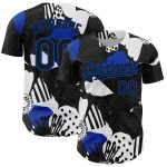 Personalized Black Blue White 3D Flower Baseball Jersey for Men and Women Personalized Black Thunder Blue-White 3D Flower