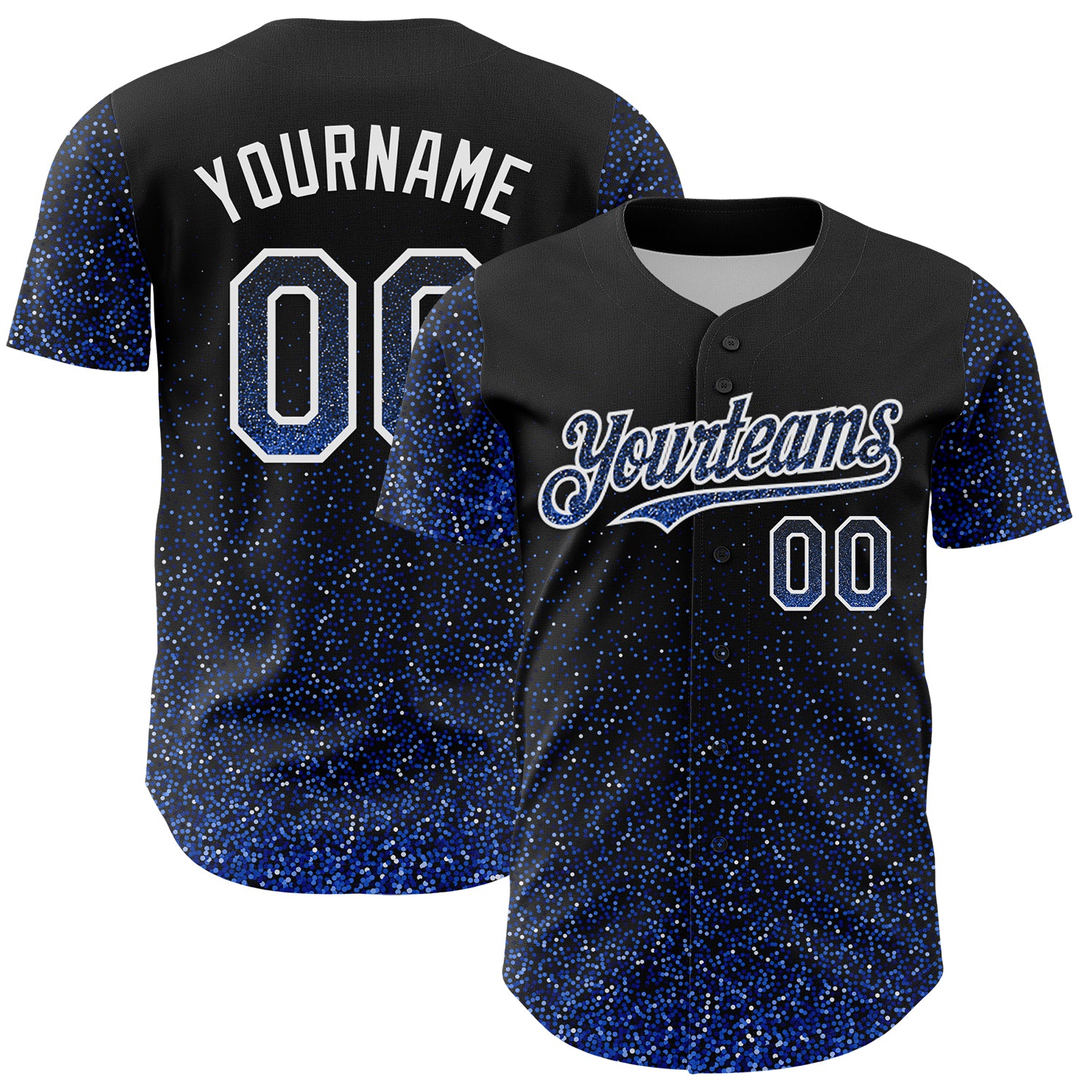 Custom Name and Number Personalized Black Thunder 3D Pattern Baseball Jersey - Abstract Colorful Glittering Dot Design Personalized