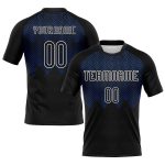 Custom Name Number Volleyball Jersey - Personalized Black Thunder Blue-White Geometric Shape Sublimation Uniform Personalized