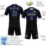 Custom Name Number Volleyball Jersey - Personalized Black Thunder Blue-White Geometric Shape Sublimation Uniform Personalized