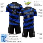Personalized Black Blue White Splash Soccer Jersey Uniform - Custom Sublimation Design Personalized Black Thunder Blue-White