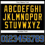 Personalized Black Thunder Baseball Jersey - Blue-Yellow Mesh Throwback Personalized Black Thunder Blue-Yellow Mesh Throwback