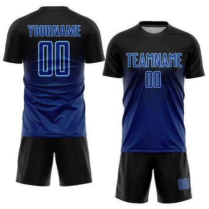 Personalized Black Navy Blue Light Blue Soccer Jersey Sublimation Uniform Personalized Black US Navy Blue-Light Blue Sublimation