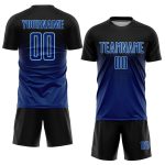 Custom Navy Blue Light Blue Sublimation Soccer Jersey with Personalized Name and Number - Team Uniform Personalized Black