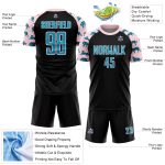 Personalized US Navy Blue Light Pink Tiger Soccer Jersey - Black Sublimation Uniform Personalized Black US Navy Blue-Light