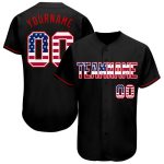 Personalized USA Flag Baseball Jersey - Custom Red Authentic Team Name & Number, Black Personalized Black USA Flag-Red Authentic