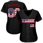 Custom USA Flag Baseball Jersey - Red Personalized Black Design Personalized Black USA Flag-Red Baseball Jersey