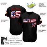 Custom USA Flag Baseball Jersey - Red Personalized Black Design Personalized Black USA Flag-Red Baseball Jersey