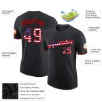 Personalized Red USA Flag Performance T-Shirt - Black Graphic Tee for Men Personalized Black USA Flag-Red Performance T-Shirt