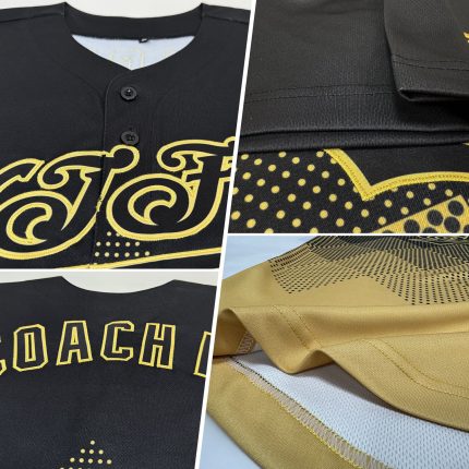 Custom Black Vegas Gold 3D Gradient Square Shapes Baseball Jersey for Men Personalized Black Vegas Gold 3D Gradient Square
