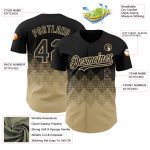 Custom Black Vegas Gold 3D Gradient Square Shapes Baseball Jersey for Men Personalized Black Vegas Gold 3D Gradient Square