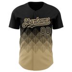 Custom Black Vegas Gold 3D Gradient Square Shapes Baseball Jersey for Men Personalized Black Vegas Gold 3D Gradient Square