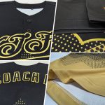 Custom Name and Number Baseball Jersey - Personalized Black and Gold 3D Pattern Gradient Design Square Shapes Personalized