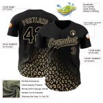 Personalized Leopard Print Fade Baseball Jersey with Custom Name & Number - Black Vegas Gold 3D Pattern Design Personalized