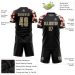 Personalized Black Vegas Gold Camo Soccer Uniform Jersey for Kids and Adults Personalized Black Vegas Gold-Camo Sublimation