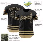 Personalized Black Vegas Gold Line Baseball Jersey - Customizable Sports Apparel Personalized Black Vegas Gold Line Baseball