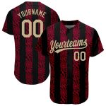 Personalized Vegas Gold-Red 3D Black Baseball Jersey - Custom Sports Apparel Personalized Black Vegas Gold-Red 3D Baseball