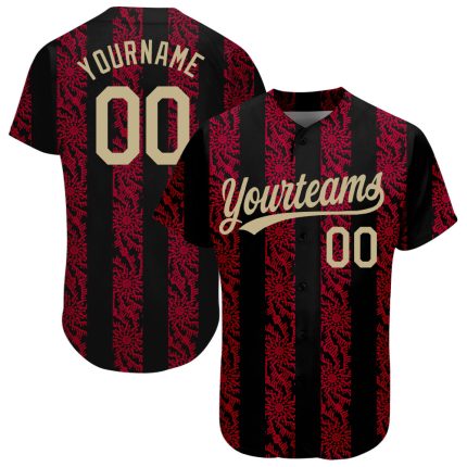 Personalized Vegas Gold-Red 3D Black Baseball Jersey - Custom Sports Apparel Personalized Black Vegas Gold-Red 3D Baseball