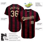 Personalized Vegas Gold-Red 3D Black Baseball Jersey - Custom Sports Apparel Personalized Black Vegas Gold-Red 3D Baseball