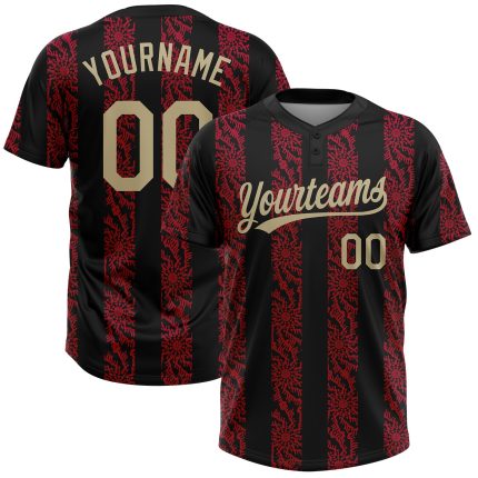 Personalized Softball Jersey Unisex 3D Two-Button Black Vegas Gold-Red Personalized Black Vegas Gold-Red 3D Two-Button Unisex